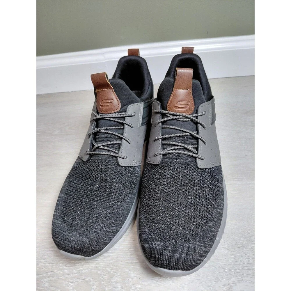 SKECHERS Delson 3.0 Cicada Black/Gray Slip On Sneaker Shoe Men's Size 12